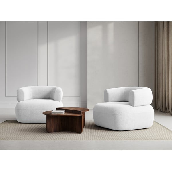 Fotoliu alb cu tapițerie din stofă bouclé Jenny – Micadoni Home-image-1