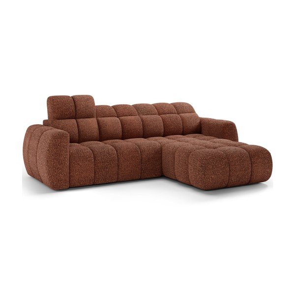 Colțar roșu cu tapițerie din țesătură bouclé (cu colț pe partea dreaptă/cu șezlong) Fanito – ELTAP-image-2