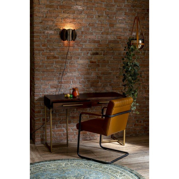 Masă consolă în culoare naturală închisă cu aspect de lemn de acacia 45x120 cm Class – Dutchbone-image-1