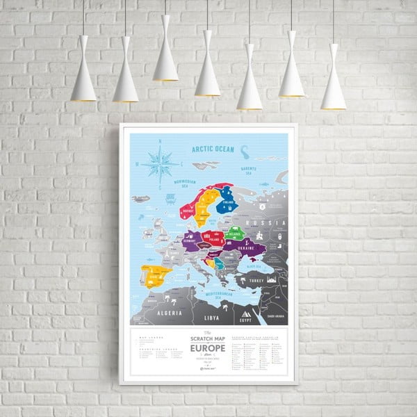 Hartă de răzuit a Europei Scratch Map of the Europe Silver