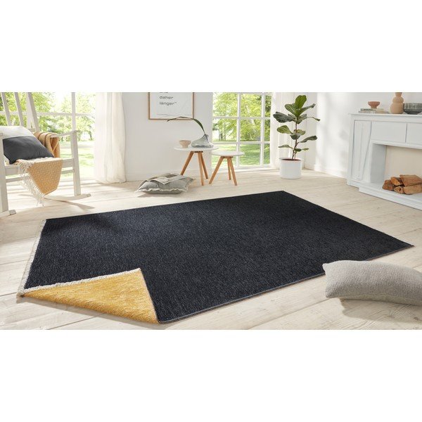 Covor cu 2 fețe Hanse Home Duo, 80x150 cm, negru-galben-image-1