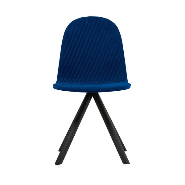 Scaun cu picioare negre Iker Mannequin Stripe, albastru închis