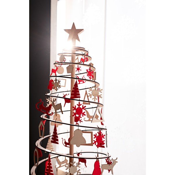 Pom de Crăciun decorativ din lemn Spira Slim, înălțime 72 cm-image-2