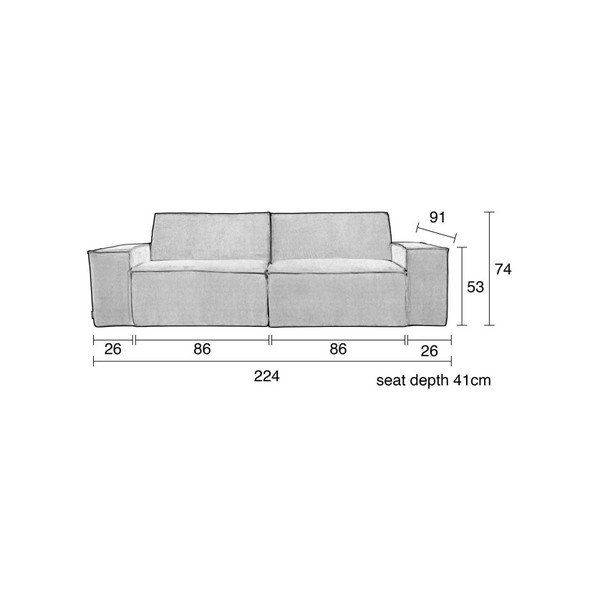 Canapea Zuiver James, gri, 224 cm-image-1