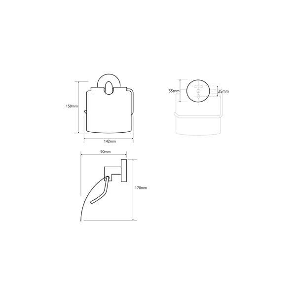 Suport de hârtie igienică din alamă Sapho X-Round, argintiu-image-3