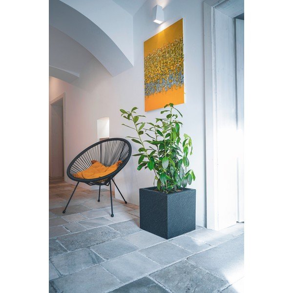 Ghiveci din plastic reciclat cu sistem de auto-irigare Cubico Stone – Flower Lover-image-1