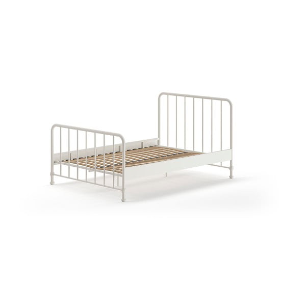 Pat matrimonial alb din metal cu somieră 140x200 cm BRONXX – Vipack-image-2