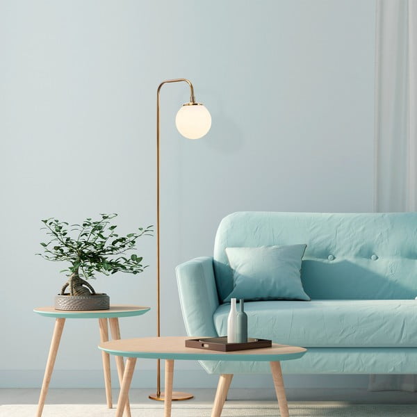 Lampadar alb/alămiu cu abajur din sticlă (înălțime 146 cm) Viran – Opviq lights-image-2