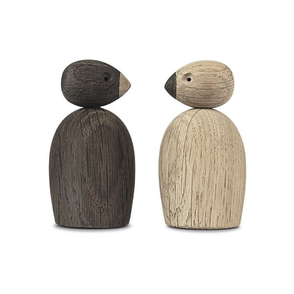 Set 2 statuete din lemn masiv de stejar Kay Bojesen Denmark Pair of Sparrows-image-3