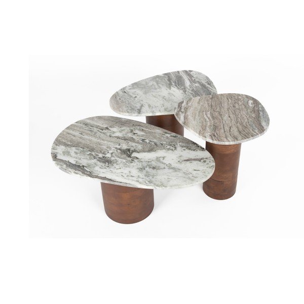 Măsuțe de cafea maro/bej 3 buc. cu blat din marmură 41x73 cm Suki – Dutchbone-image-2