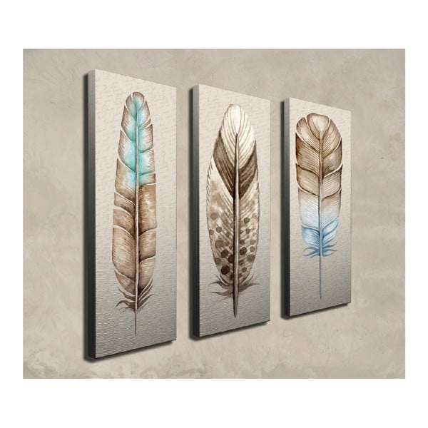 Tablou din 3 piese pe pânză Feathers-image-2