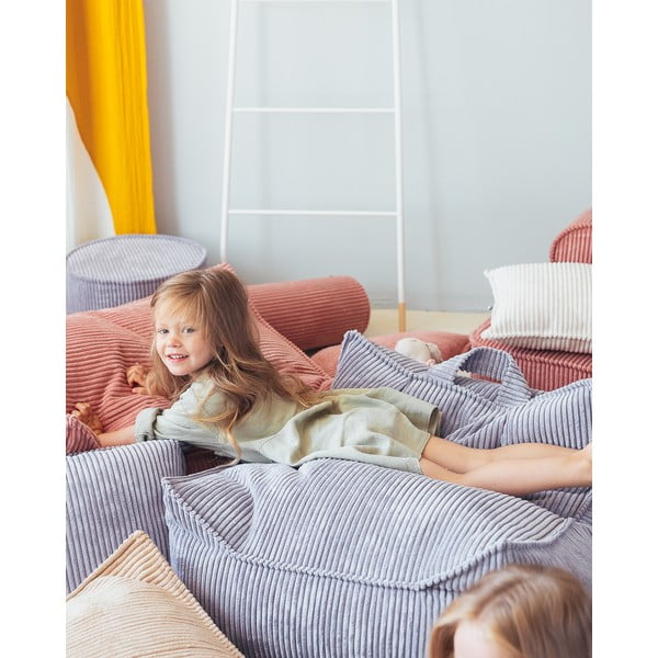 Fotoliu puf pentru copii albastru cu tapițerie din catifea reiată Chair – Wigiwama-image-4