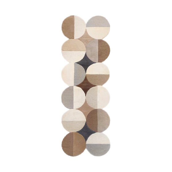Covor tip traversă grej țesut manual din lână 80x230 cm Mia Ellipse – Flair Rugs