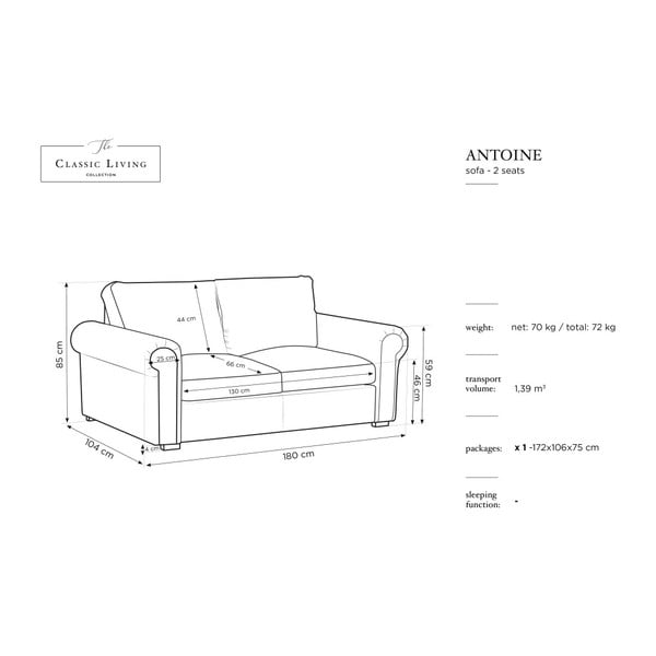 Canapea Windsor & Co Sofas Antoine, maro, 104 cm-image-1