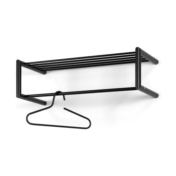 Cuier de perete negru cu raft din metal 80 cm Smooth – Spinder Design-image-2