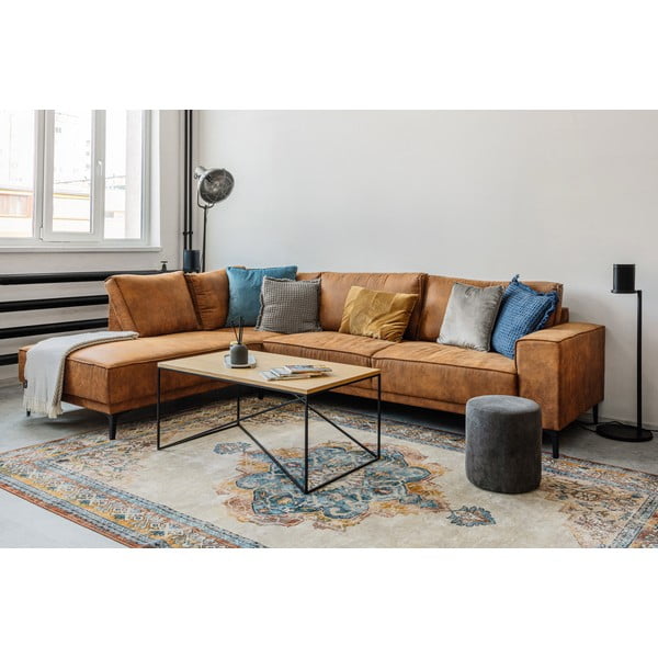 Colțar maro coniac cu tapițerie din imitație de piele (colț pe partea dreaptă) Copenhagen – Scandic-image-1