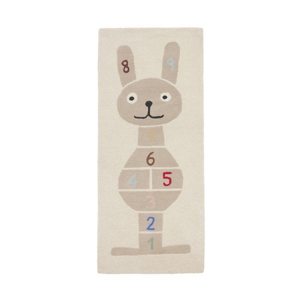 Covor de joacă pentru copii țesut manual din amestesc de lână 75x180 cm Rabbit Hopscotch – OYOY Mini