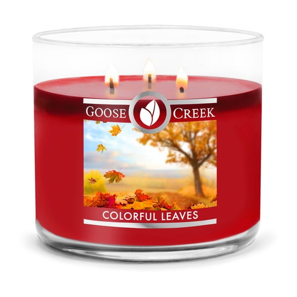 Lumânare parfumată în recipient de sticlă Goose Creek Colorful Leaves, 35 ore de ardere