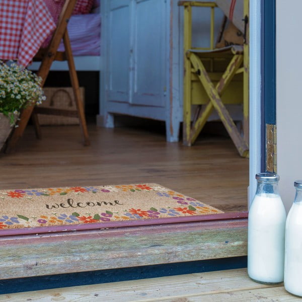 Covoraș de intrare din fibre de nucă de cocos 40x120 cm Welcome Floral – Artsy Doormats-image-3