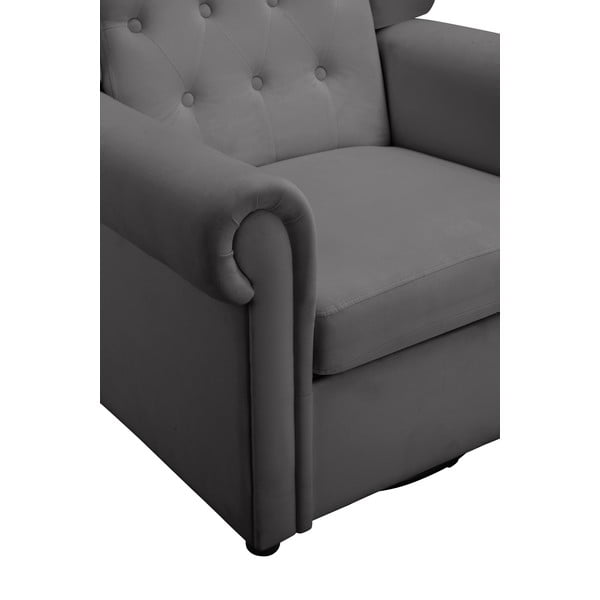 Fotoliu gri balansoar/chesterfield cu tapițerie din catifea Lillyse – Støraa-image-1
