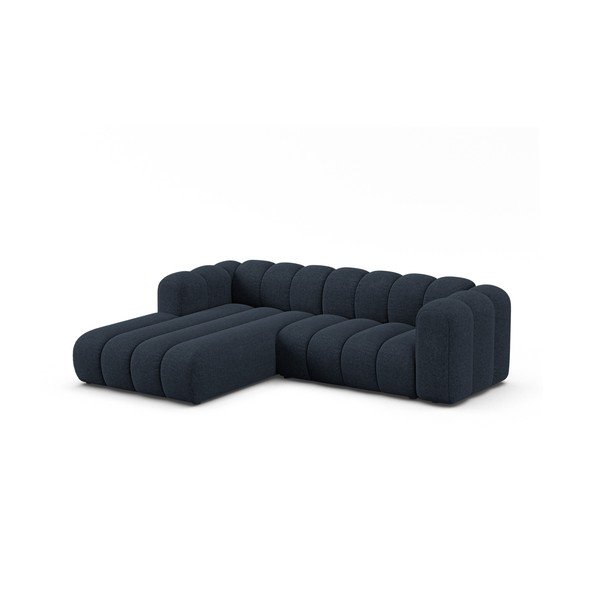 Colțar albastru închis cu tapițerie din chenille (cu colț pe partea stângă/cu șezlong) Lupine – Micadoni -image-1