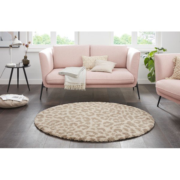 Covor rotund bej ø 160 cm Patterned Animal - Ragami-image-1