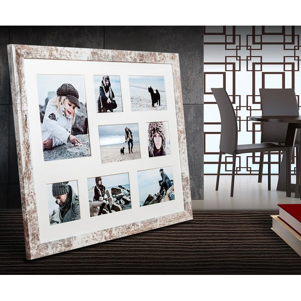 Ramă foto pentru 8 fotografii Styler Narvik, 51 x 41 cm, gri - alb-image-1