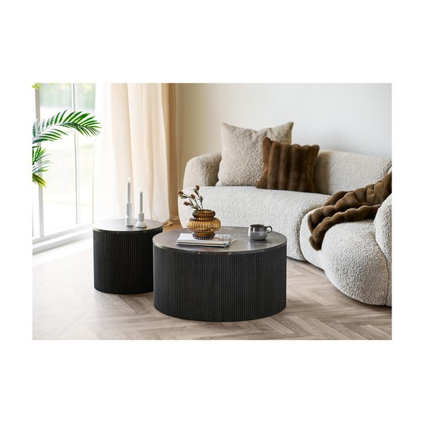 Măsuță auxiliară rotundă cu blat cu aspect de marmură ø 45 cm Rota – House Nordic-image-2