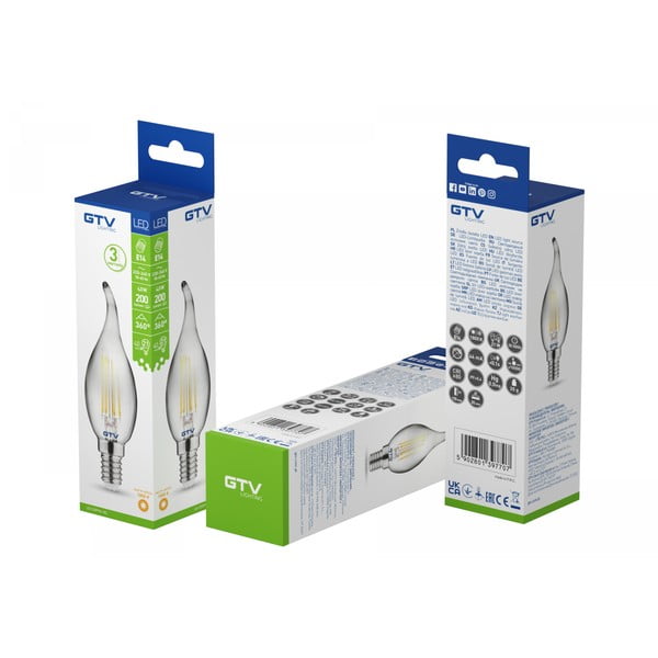 Bec cu filament E14, cu lumină albă caldă 4 W – GTV-image-1