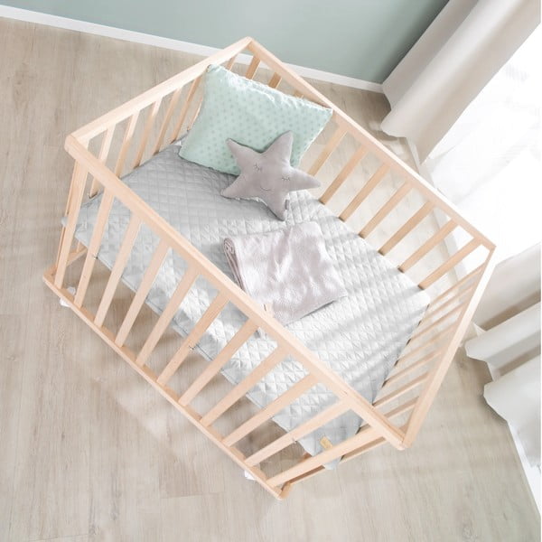 Țarc pentru copii gri din lemn masiv de fag 75x100 cm Roba style – Roba-image-4