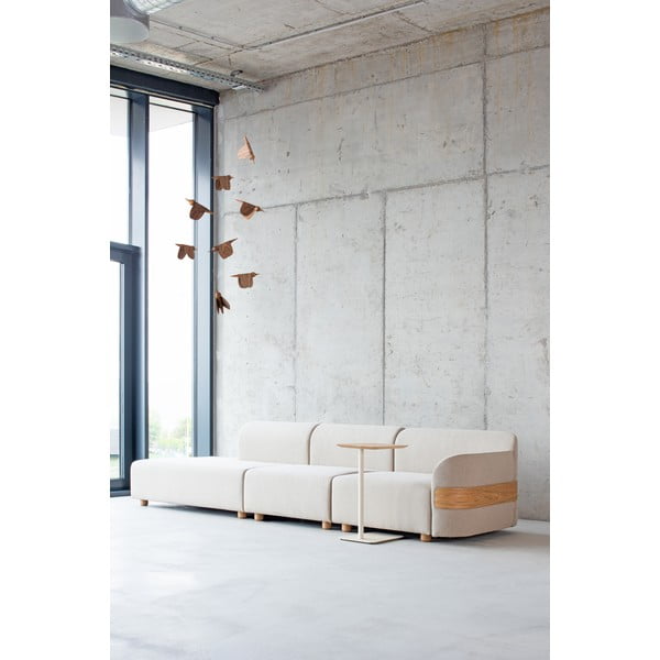 Modul de canapea gri deschis (partea centrală) din amestec de lână și in Hugg - Gazzda-image-1