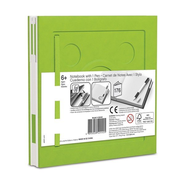 Caiet cu pix cu gel LEGO®, 15,9 x 15,9 cm, verde deschis-image-2
