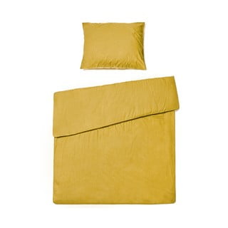 Lenjerie de pat din bumbac pentru o persoană Bonami Selection, 140 x 220 cm, galben muștar