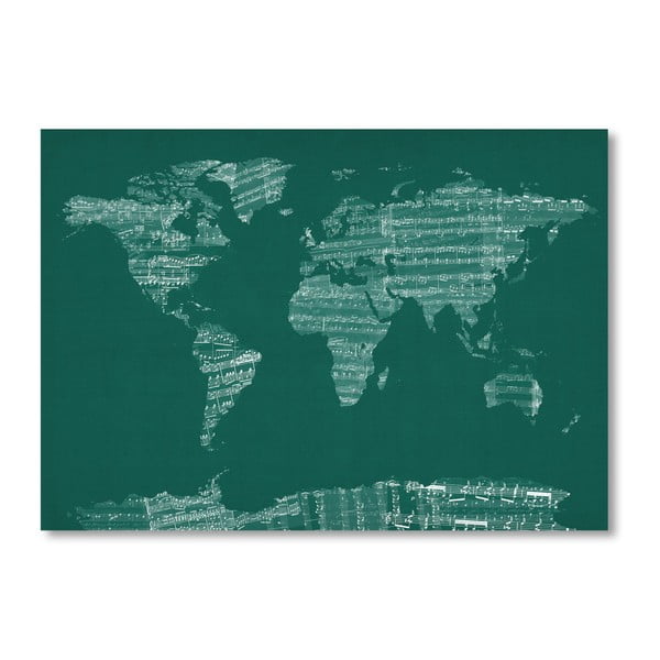 Poster cu harta lumii Americanflat Earth, 60 x 42 cm, verde