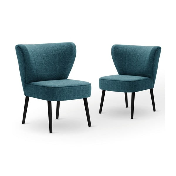 Set 2 scaune cu picioare negre My Pop Design Adami, turcoaz
