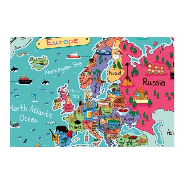 Tablou Homemania Maps Europe Pictures, 70 x 100 cm