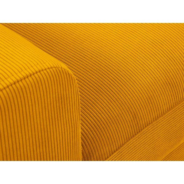 Colțar extensibil cu tapițerie reiată și șezlong pe partea dreaptă Micadoni Home Moghan, galben-image-1