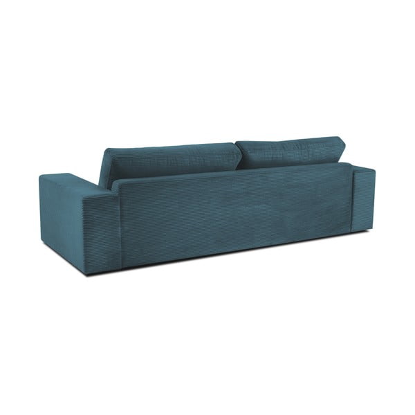 Canapea turcoaz extensibilă cu tapițerie din catifea reiată  250 cm Donatella – Milo Casa-image-3