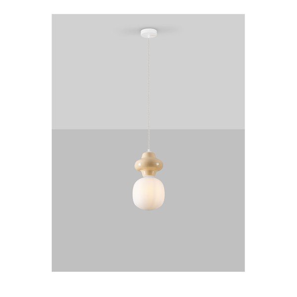 Lustră albă/crem din ceramică cu abajur din sticlă ø 18 cm Clio – Nova Luce-image-4