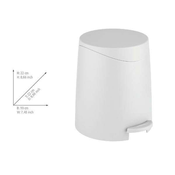 Coș de gunoi alb cu pedală din plastic 3 l Portes – Allstar-image-3