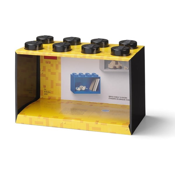 Raft de perete pentru copii LEGO® Brick 8, negru-image-3