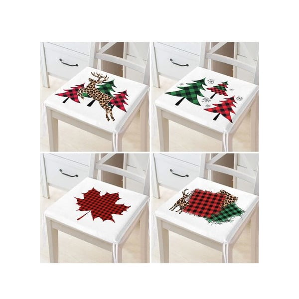 Perne de scaun 4 buc. 40x40 cm  cu model de Crăciun Tartan – Mila Home-image-3