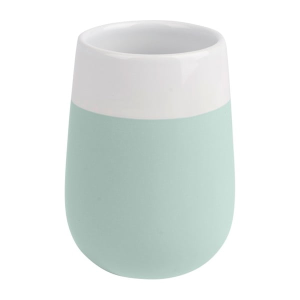 Recipient din ceramică pentru periuțele de dinți Wenko Matta, verde mentă - alb-image-1