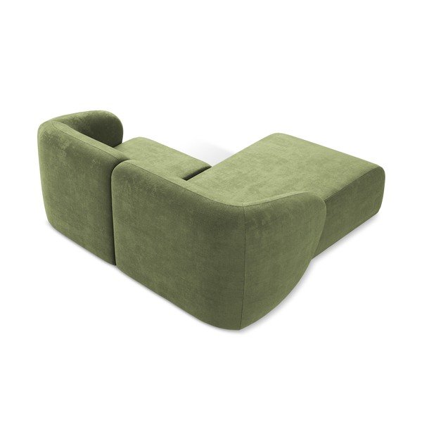 Colțar verde cu tapițerie din chenille (cu colț pe partea stângă/cu șezlong) Lani – Makamii-image-3