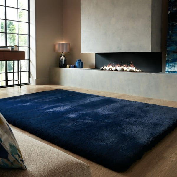 Blană albastru-închis sintetică 200x290 cm Ivy Luxury Fur – Flair Rugs-image-1