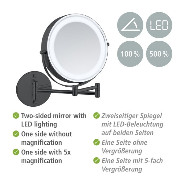 Oglindă cosmetică (mărire 5x) cu led/de mărire ø 25,5 cm Lumi – Wenko-image-4