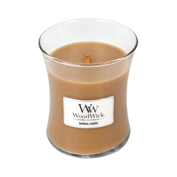 Lumânare parfumată WoodWick, aromă de scorțișoară, ovăz și lapte de migdale, 60 ore