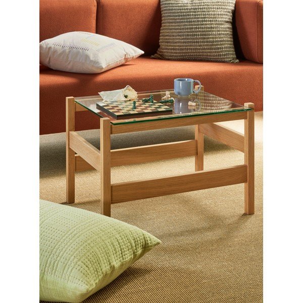 Măsuță de cafea în culoare naturală cu blat din sticlă 52x66 cm Ledge – Hübsch-image-1