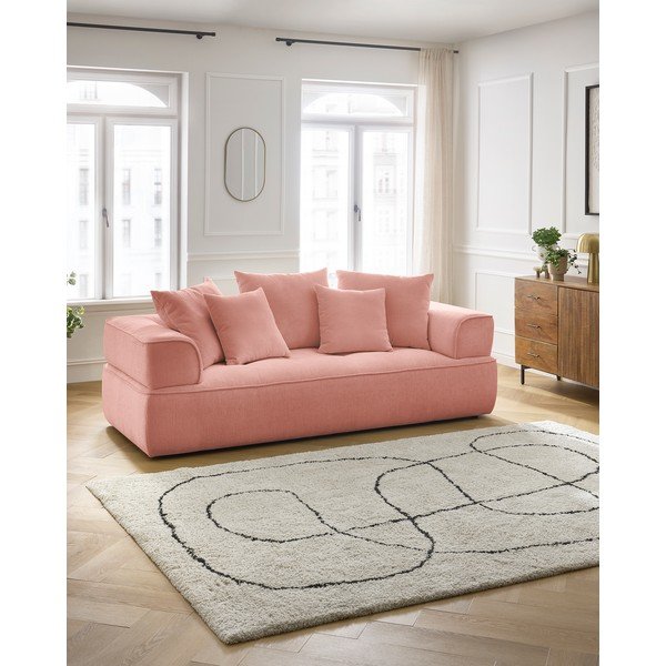 Canapea roz cu tapițerie din chenille 237 cm Whesley – Bobochic Paris-image-1