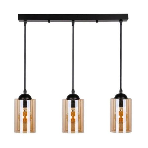 Lustră neagră cu abajur din sticlă 10x55 cm Bistro – Candellux Lighting